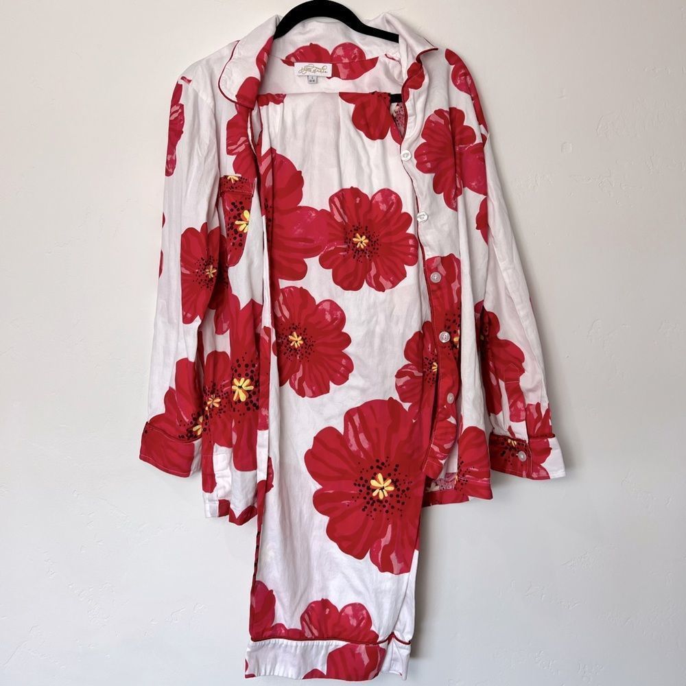 White & Red Floral Jayes Studio Pajama Set